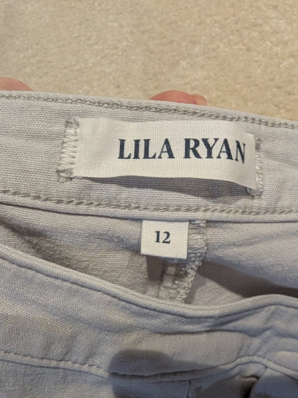 Lila Ryan Andi Linen Blend Wide Leg Crop Pants - Light Grey Size 12 - Picture 6 of 7